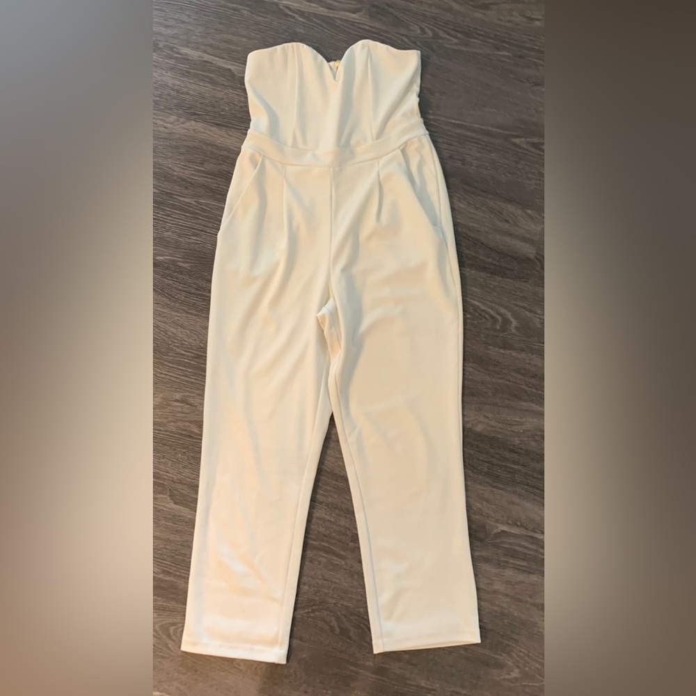 Express Ivory Sweetheart Jumpsuit